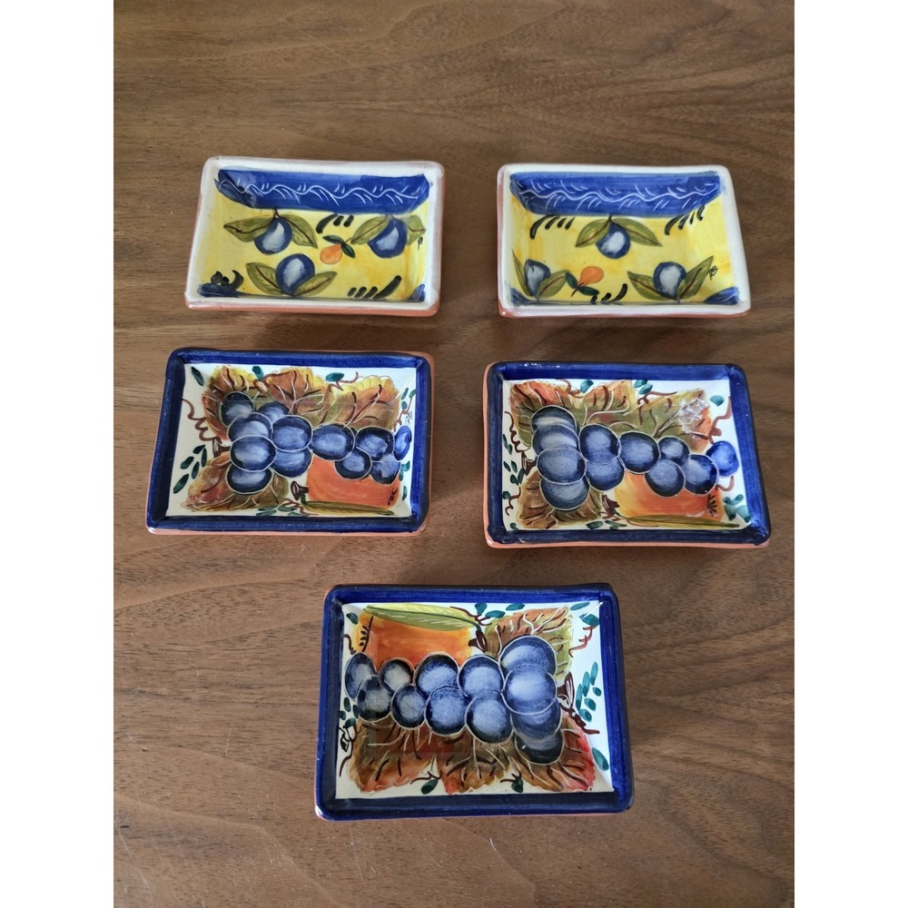 Hand-painted Portuguese terracotta dipping bowl set – 5 pieces